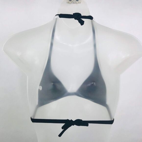 Agua Doce Bikini Brazilian 2-pc Women M Black White Tie Front Buttons - Picture 5 of 8